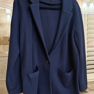 J. Crew Navy Single-Button Knit Blazer Cardigan
